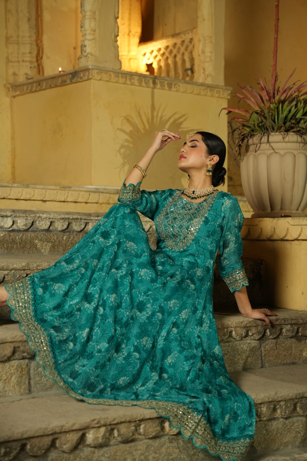 Organza Anarkali suit 01