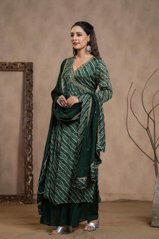 Alia Neck Nyra Cut Green Suit