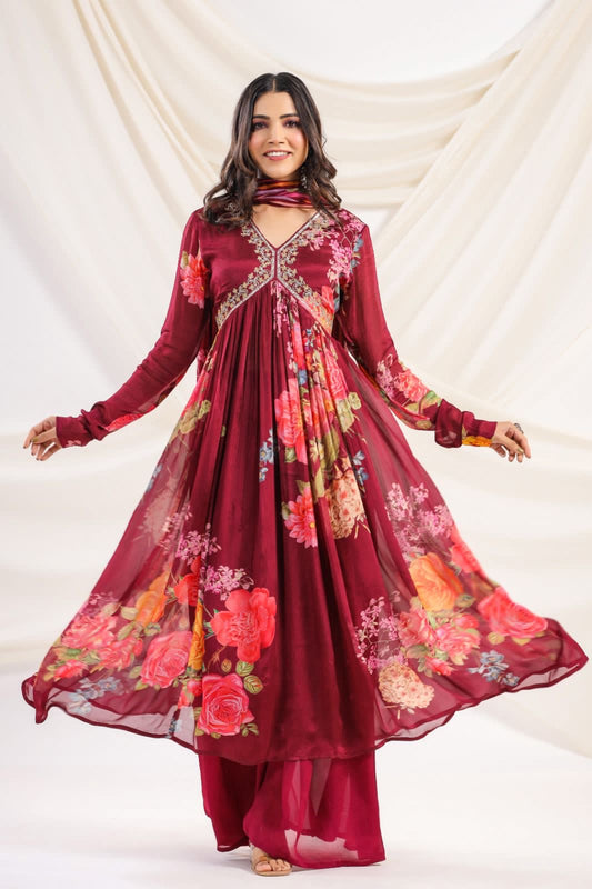 Alia Neck Chinon suit
