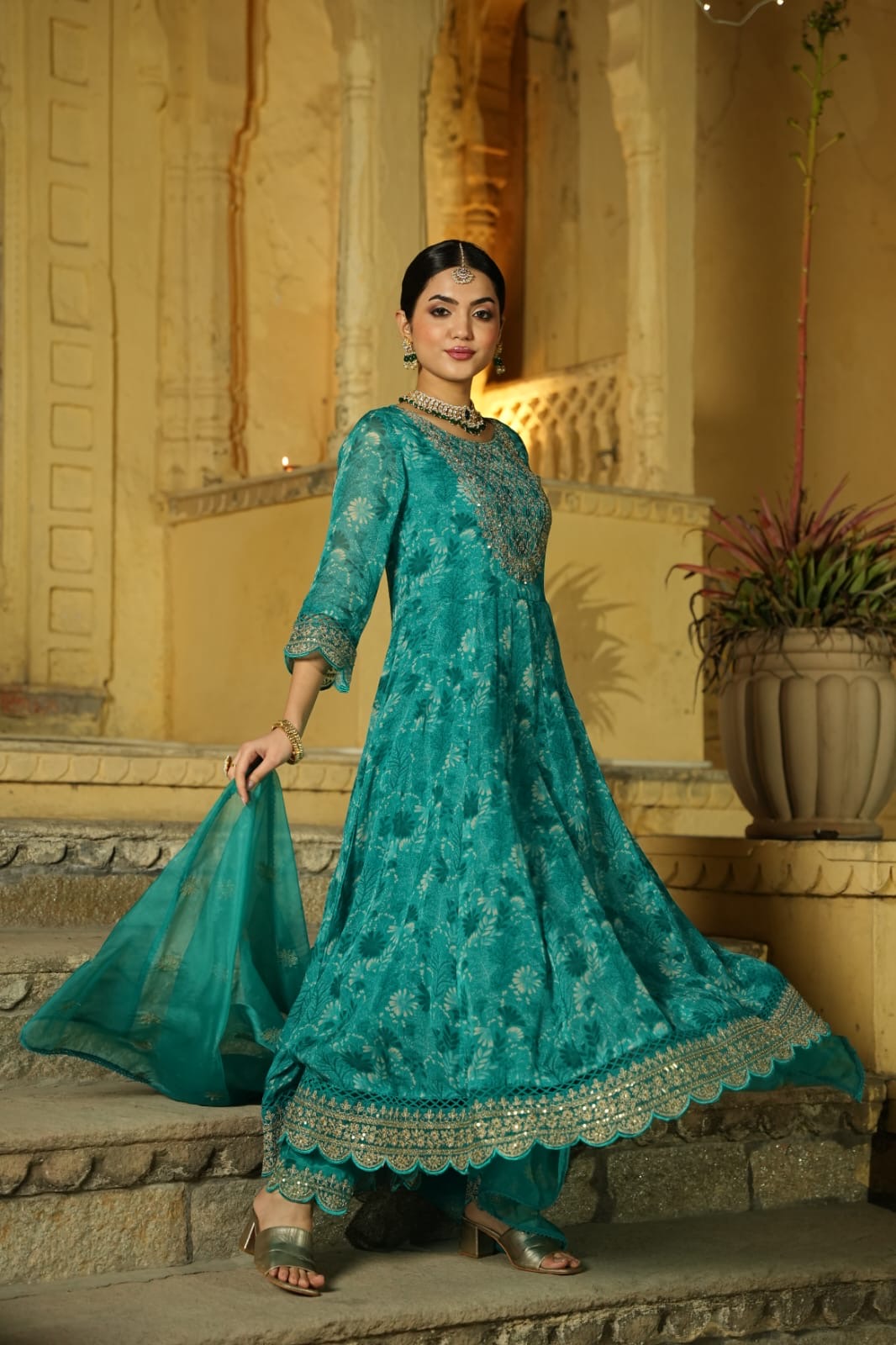 Organza Anarkali suit 01