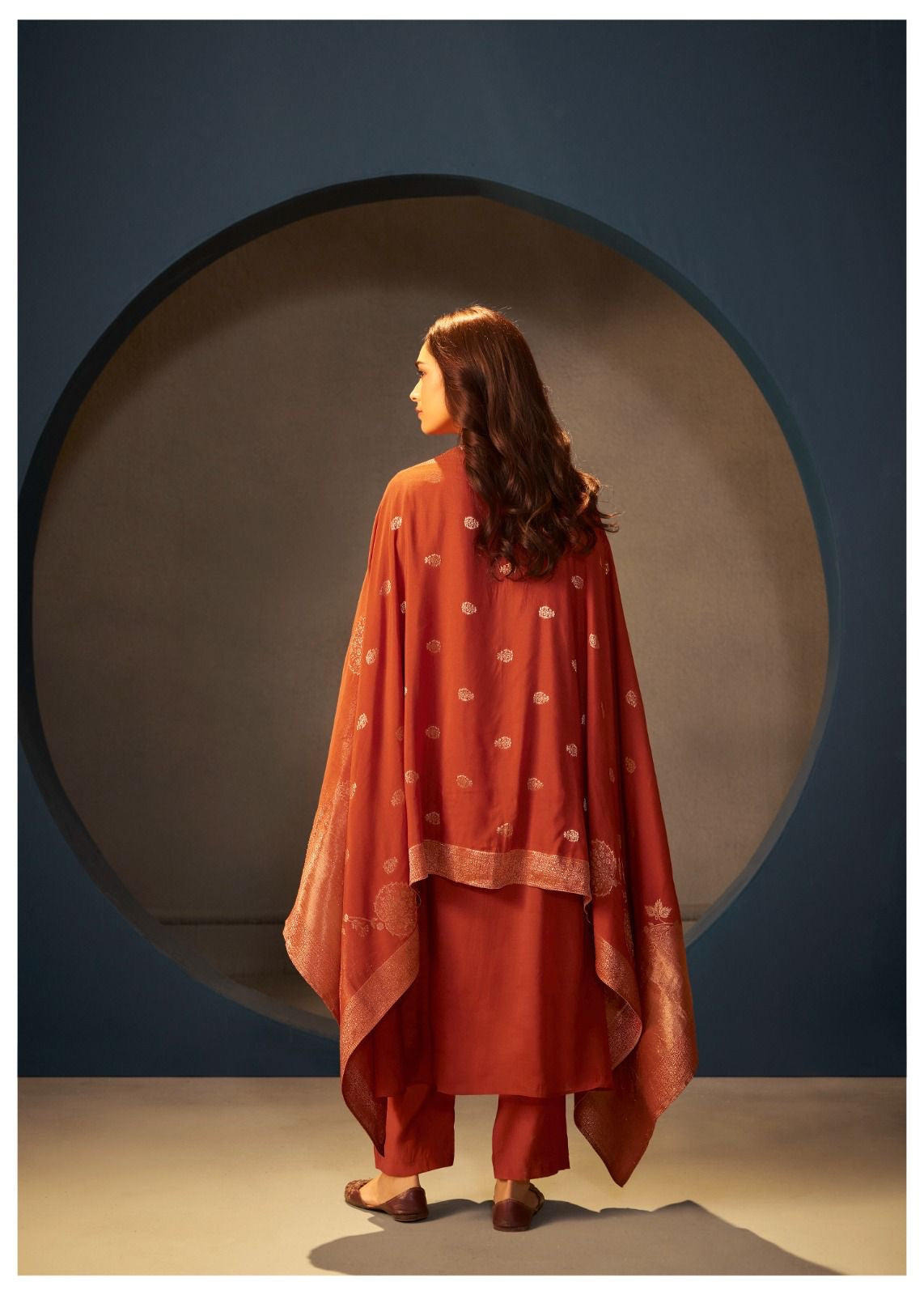 A line cut Rust Colour 3 piece suit