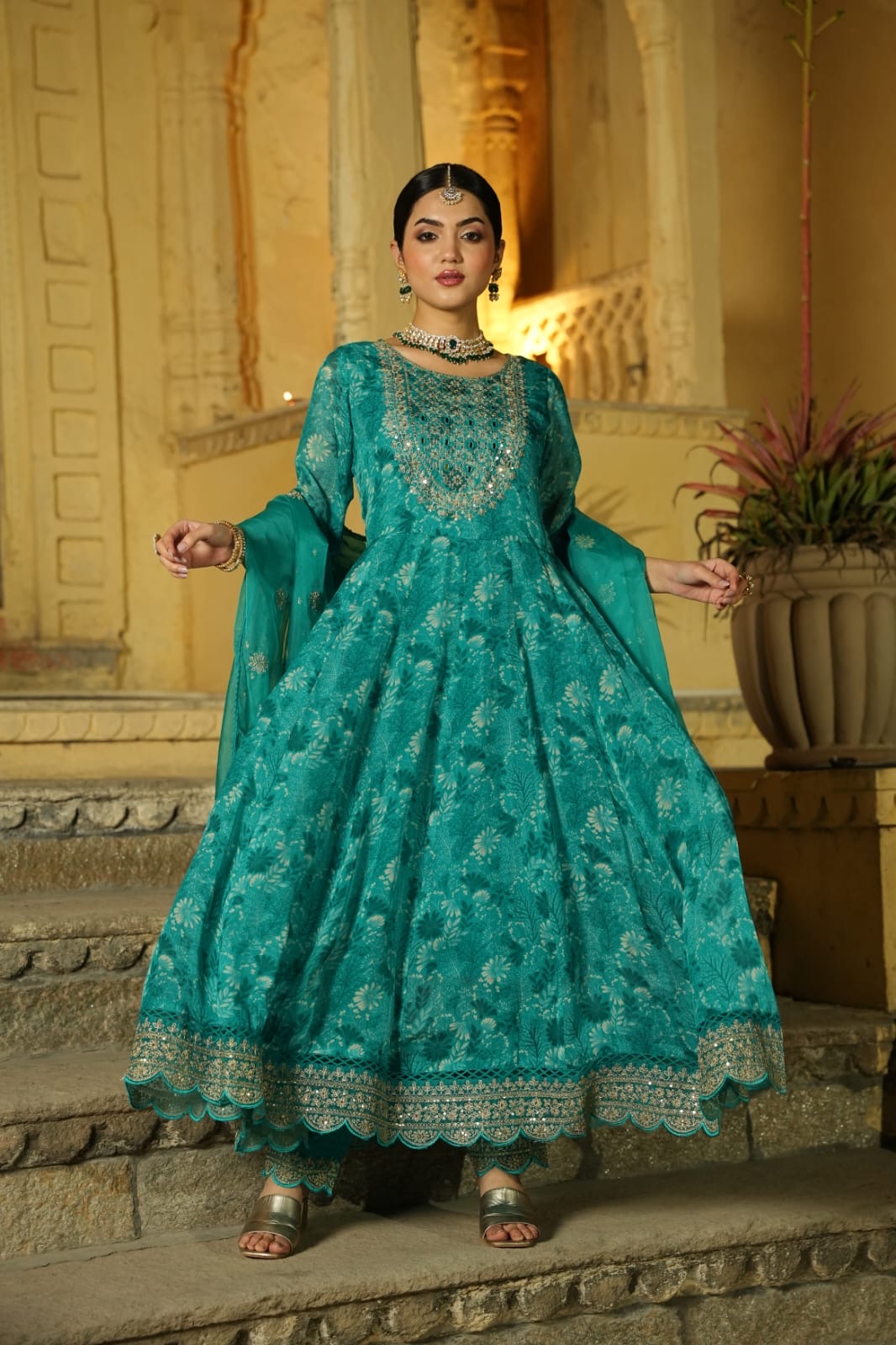 Organza Anarkali suit 01